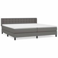 Boxspring met matras kunstleer grijs 200x200 cm - thumbnail
