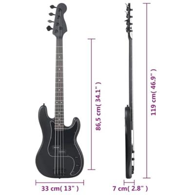 VidaXL Basgitaar voor beginners elektrisch met tas 4/4 46" zwart