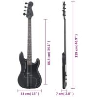 VidaXL Basgitaar voor beginners elektrisch met tas 4/4 46" zwart - thumbnail
