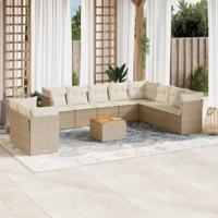 11-delige Tuinset met kussens poly rattan beige - thumbnail