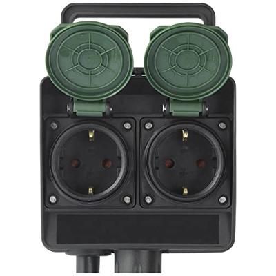 Sygonix SY-5231004 Buitenstopcontact 2-voudig Zwart, Standaard-groen (zijdemat) Aanraakbeveiliging