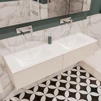 Mondiaz Lush Cloud badmeubel underlayment 150 cm 2 lades solid surface dubbele spoelbak zonder kraangat - thumbnail