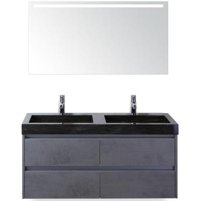 Dante Badmeubelset 120 cm - Beton Antrac - Wastafel Hardsteen Wit Lucca Dubbel met Sence Spiegel Dante Badmeubelset 120 cm - Beton Antrac - Wastafel Hardsteen Wit Lucca Dubbel met Sence Spiegel