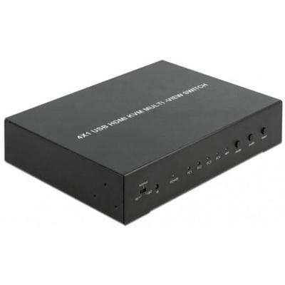 DeLOCK kvm 4-in-1 multiview switch 4x hdmi met usb kvm-switch
