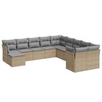 11-delige Tuinset met kussens poly rattan beige - thumbnail