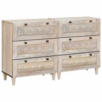 Dressoir 2 pcs Wit 60 x 33 x 75 cm massief mangohout - thumbnail