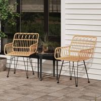 Tuinstoelen 2 st met armleuning 56x64x80 cm PE-rattan - thumbnail