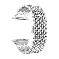Dragon Grain Solid roestvrijstaal polsband horloge band voor Apple horloge serie 3 & 2 & 1 38 mm (zilver) - thumbnail