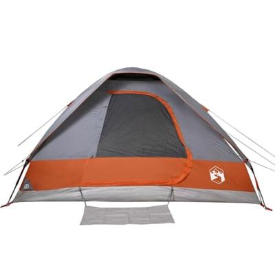 VidaXL Koepeltent 2-persoons waterdicht grijs en oranje VidaXL Koepeltent 2-persoons waterdicht grijs en oranje