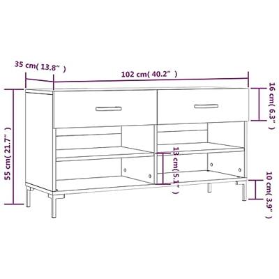 Schoenenbank 102x35x55 cm bewerkt hout wit - thumbnail