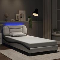 Bedframe met LED-verlichting kunstleer wit en zwart 100x200 cm - thumbnail
