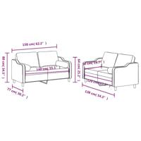 2-delige Loungeset met kussens stof bruin - thumbnail