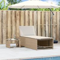 Ligstoelen 2 st met tafel poly rattan beige - thumbnail