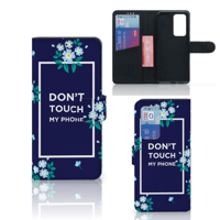 Huawei P40 Pro Portemonnee Hoesje Flowers Blue DTMP - thumbnail