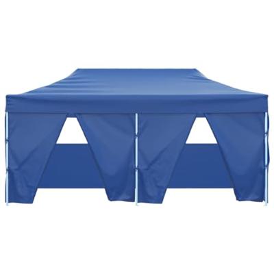 Partytent met 4 zijwanden inklapbaar 3x6 m staal blauw