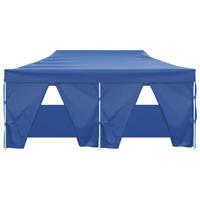 Partytent met 4 zijwanden inklapbaar 3x6 m staal blauw - thumbnail