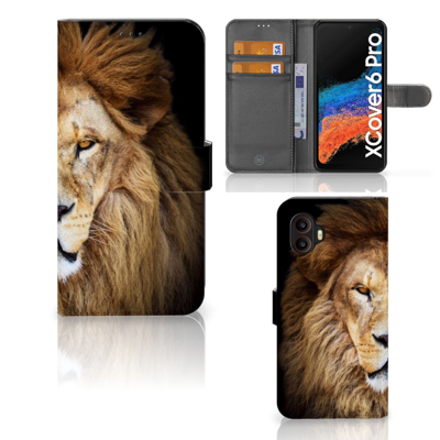 Samsung Galaxy Xcover 6 Pro | Telefoonhoesje | Met pasjeshouder | Leeuw