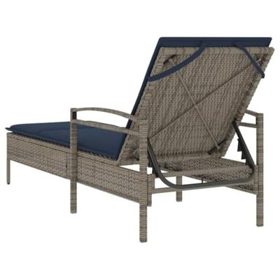 Ligbed met kussen grijs 63x200x81 cm poly rattan (alleen VS) - thumbnail