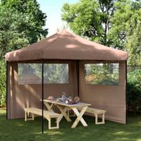 VidaXL Partytent inklapbaar pop-up met 2 zijwanden bruin - thumbnail