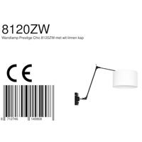 Steinhauer Wand LeeslampPrestige Chic zwart met 30cm wit linnen lampenkap - 8120ZW - thumbnail