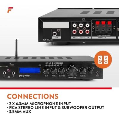 Surround versterker Fenton AV-150BT - 5.1 versterker met Bluetooth voor home cinema en karaoke - Zwart