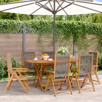 Tuinstoelen 6 st verstelbaar massief acaciahout grijs - thumbnail