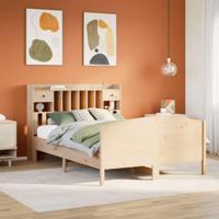 Bed met boekenkast zonder matras massief grenenhout 160x200 cm - thumbnail