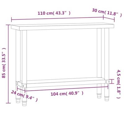 VidaXL Keukenwerktafel 110x30x85 cm roestvrij staal