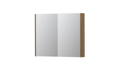 INK SPK2 Spiegelkast - 90x14x74cm - 2 deuren - dubbelzijdige Spiegel - schakelaar en stopcontact - MDF Fineer Ash grey 1105272