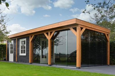 Trendhout Overkapping Mensa 850x400 cm- Plat dak- Onbehandeld lariks Douglas hout- Trendhout Trendhout Overkapping Mensa 850x400 cm- Plat dak- Onbehandeld lariks Douglas hout- Trendhout