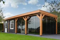 Trendhout Overkapping Mensa 850x400 cm- Plat dak- Onbehandeld lariks Douglas hout- Trendhout - thumbnail