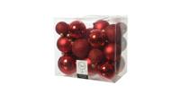 Decoris kerstballen set Plastic 26st kerstrood 6-8-10cm - thumbnail