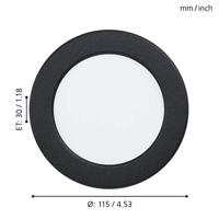 Eglo Led downlighterFueva 5 Ø 11,7cm - 4000K zwart - 99157 - thumbnail
