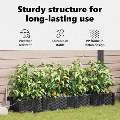 Tuin Bloempot 4 pcs Zwart Staal