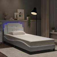 Bedframe met LED-verlichting kunstleer wit 90x190 cm - thumbnail