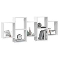 Wandschap 159x18x65 cm bewerkt hout wit - thumbnail