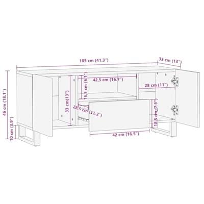 Tv-meubel 105x33x46 cm massief mangohout zwart
