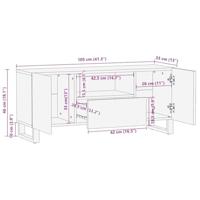 Tv-meubel 105x33x46 cm massief mangohout zwart - thumbnail