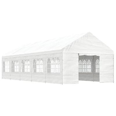 Prieel met dak 11,15x4,08x3,22 m polyetheen wit
