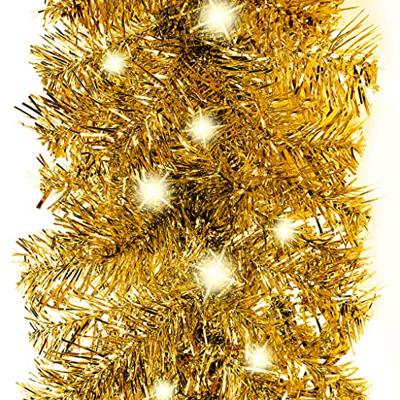 Kerstslinger met LED-lampjes 5 m goudkleurig - thumbnail