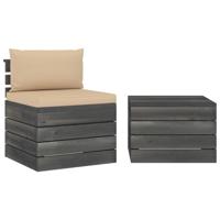 2-delige Loungeset met kussens pallet massief grenenhout - thumbnail