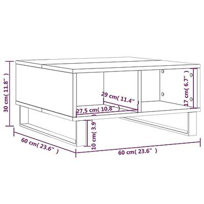 Salontafel 60x60x30 cm bewerkt hout wit Salontafel 60x60x30 cm bewerkt hout wit