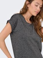 Only Onlmoster Glitter S/s Top Noos Jrs T-shirt Korte Mouw Black Silver Lurex - thumbnail