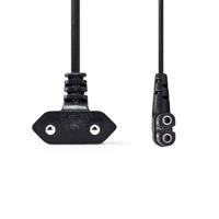 Voedingskabel | Eurostekker haaks - IEC-320-C7 links/rechts | 2,0 m | Zwart - thumbnail