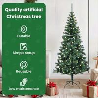 VidaXL Kunstmatig voorverlicht kerstboom groen 150 cm pvc en metaal - thumbnail