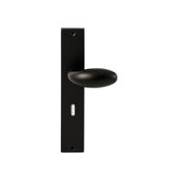 Hardbrass Knopkruk Golf op rechthoekig langschild sleutelgat 72mm - zwart - thumbnail