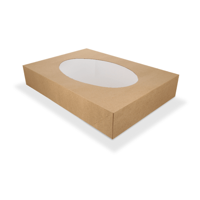 Cateringdozen kraft middel met venster 46x32x8cm - thumbnail