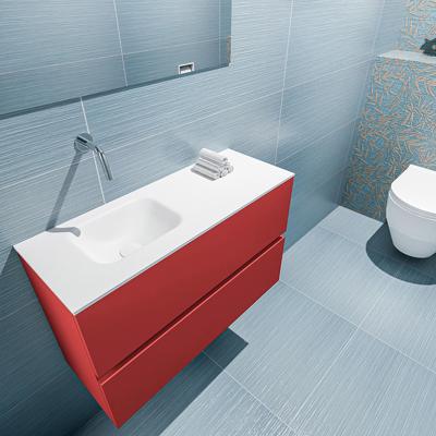 MONDIAZ ADA 80cm toiletmeubel fire. LEX wastafel talc links zonder kraangat MONDIAZ ADA 80cm toiletmeubel fire. LEX wastafel talc links zonder kraangat