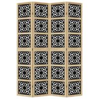 Kamerscherm met 4 panelen massief paulowniahout bruin en zwart - thumbnail