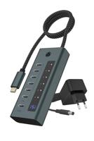 ICY BOX IB-HUB1457-C31 USB 3.2 Gen 1 (3.1 Gen 1) Type-C 10000 Mbit/s Blauw, Grijs - thumbnail